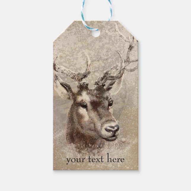 Etiqueta Para Presente Rustic Deer Head Country Weding Favor (Frente)