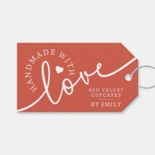 Etiqueta Para Presente Rustic Handmade with Love Script Heart Beled