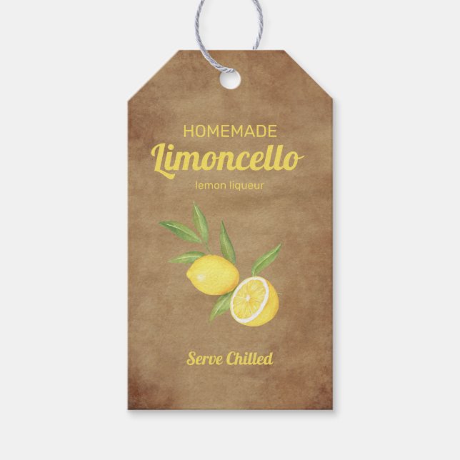 Etiqueta Para Presente Rustic Homemade Limoncello Lemon Liqueur (Frente)