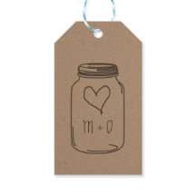 Rustic Kraft Paper Mason Jar Heart Casamento
