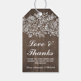 Etiqueta Para Presente Rustic Lace and Country Wood Weding Obrigado
