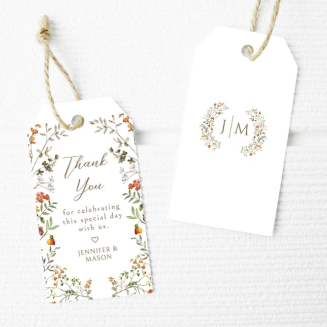 Etiqueta Para Presente Rustic Meadow Wildflower Casamento outono Obrigado (Criador carregado)