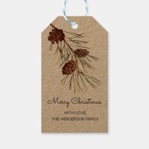 Etiqueta Para Presente Rustic Pinecone Watercolor Felry Christmas