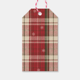 Etiqueta Para Presente Rustic Red Tartan Snowflake Holiday Gift Tags