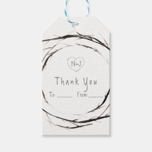 Etiqueta Para Presente Rustic Sticks Twigs Branches Wreath Custom Favor