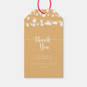 Etiqueta Para Presente Rustic String Luzes Amarelo Casamento Obrigado