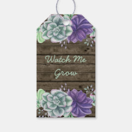 Etiqueta Para Presente Rustic Succulent Me Vê Crescer Chá de fraldas