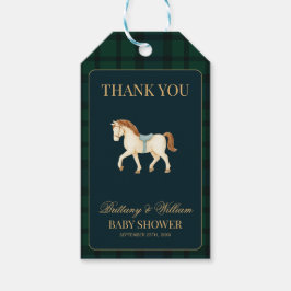 Etiqueta Para Presente Rustic Tartan Plaid Horse Baby Shower 