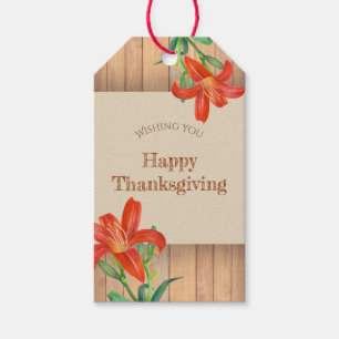 Etiqueta Para Presente Rustic Watercolor Orange Lily Floral Art