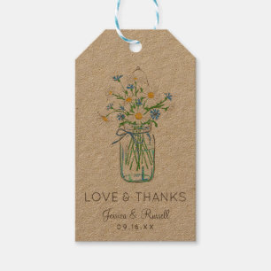 Etiqueta Para Presente Rustic Wildflower Mason Jar Love and Obrigados