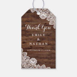 Etiqueta Para Presente Rustic Wood Vintage Lace Favor Obrigado Dando Etiq