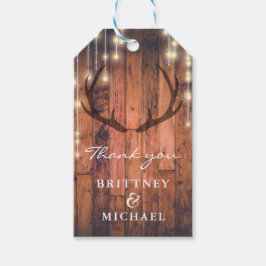 Etiqueta Para Presente Rústica Corda de Madeira Luzes Antler