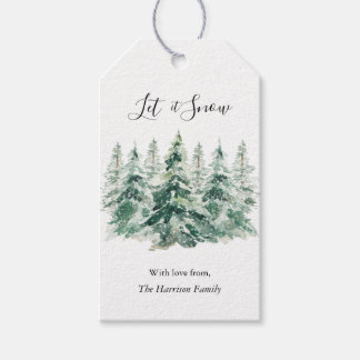 Etiqueta Para Presente Rústica Snowy Winter Woodland Pine Trees Gift Tag