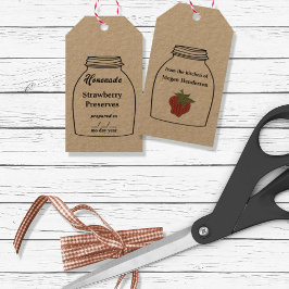 Etiqueta Para Presente Rústico Canning Jar Tag Strawberry