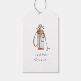 Etiqueta Para Presente Saca de golfe aquarela Golfistas