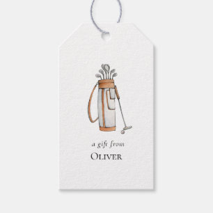 Etiqueta Para Presente Saca de golfe aquarela Golfistas 