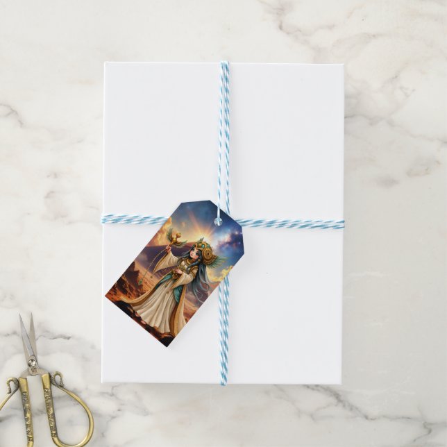 Etiqueta Para Presente Sacerdotisa Celestial da Pirâmide Dourada. (Com cordão)