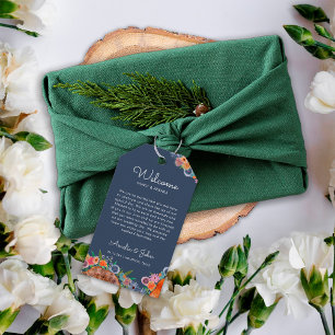 Etiqueta Para Presente Saco de Boas-Vindas de Casamento com Cesta de Flor