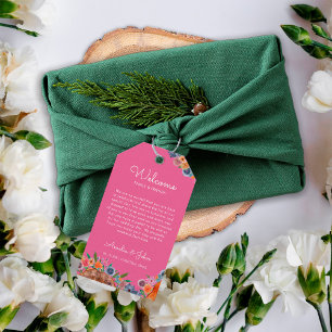 Etiqueta Para Presente Saco de Boho Rosa Vibrante para Presente de Boas-V