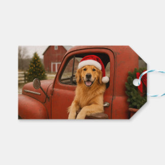 Etiqueta Para Presente Saco de Presente de Natal do Golden Retriever