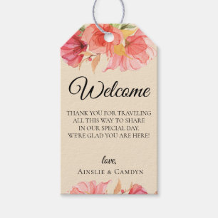 Etiqueta Para Presente Saco floral Wispy da boa vinda do casamento de