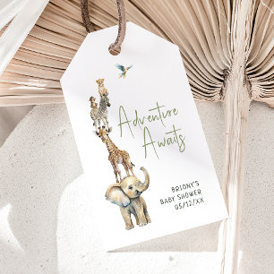 Etiqueta Para Presente Safari Adventure Aguarda Chá de fraldas Obrigado
