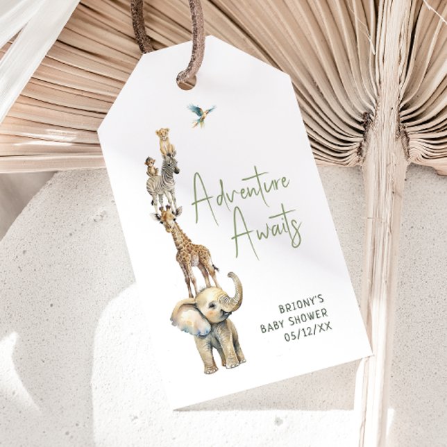 Etiqueta Para Presente Safari Adventure Aguarda Chá de fraldas Obrigado (Criador carregado)