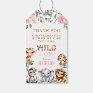 Etiqueta Para Presente Safari Animal Pink Floral primeiro aniversario Obr