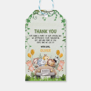 Etiqueta Para Presente Safari Animal Zoo Aniversário 4º Aniversário Obrig