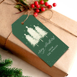 Etiqueta Para Presente Sage Espelhado Árvores de Natal Feliz Natal