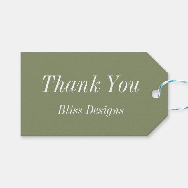 Etiqueta Para Presente Sage Green - Agradeço aos seus negócios simples (Frente (horizontal))