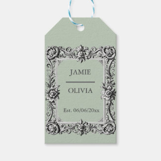 Etiqueta Para Presente Sage green Custom Victorian Scroll Frame - casamen