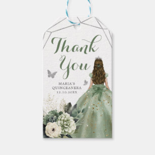 Etiqueta Para Presente Sage Green Floral Princesa Quinceañera Obrigado