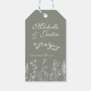 Etiqueta Para Presente Sage Green Floral Wedding Tags Favoritos