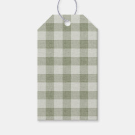 Etiqueta Para Presente Sage Green Gingham Buffalo Check Linen Texture