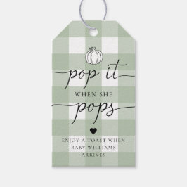 Etiqueta Para Presente Sage Green Gingham Pumpkin Pop Quando Ela Pop
