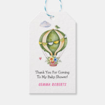 Sage Green Hot Air Balloon Chá de fraldas Obrigado