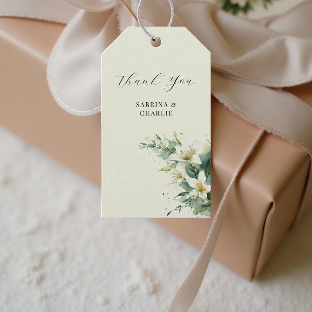 Etiqueta Para Presente Sage Green Lily Valley Elegant Floral (Criador carregado)