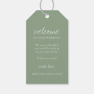 Etiqueta Para Presente Sage Green Script Wedding Weekend Bem-vindo
