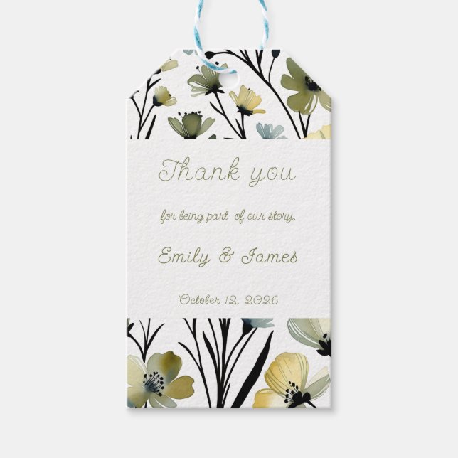 Etiqueta Para Presente Sage Green & Soft Yellow Botanical Wedding (Frente)
