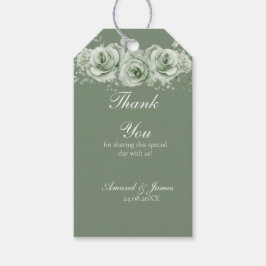 Etiqueta Para Presente Sage Green White Floral Rustic Wedding Favor Tags