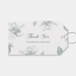 Etiqueta Para Presente Sage Green White Roses Floral Thank You Wedding