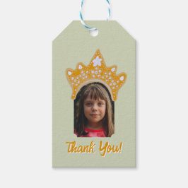 Etiqueta Para Presente Sage Mist Princess Crown Floral Photo Birthday