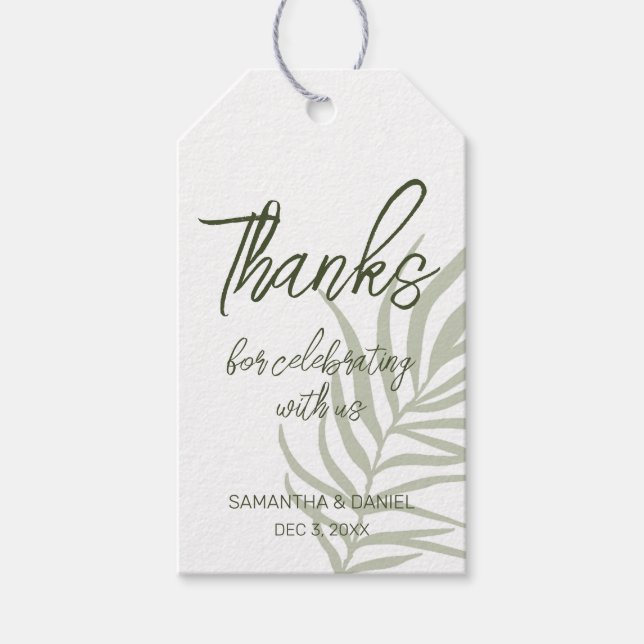 Etiqueta Para Presente Sage Verde Casamento Boho Obrigado (Frente)