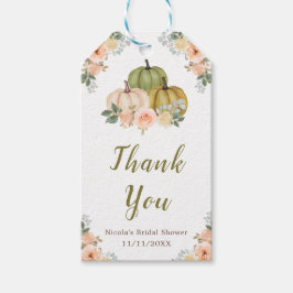 Etiqueta Para Presente Sage Verde e Pêssego Abóboras Florais Chá de Noiva