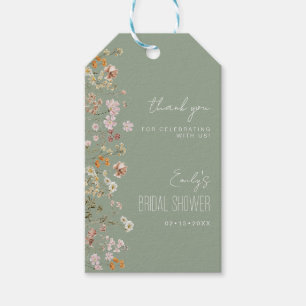 Etiqueta Para Presente Sage Verde Flores Silvestres Boho Festa de Noivado