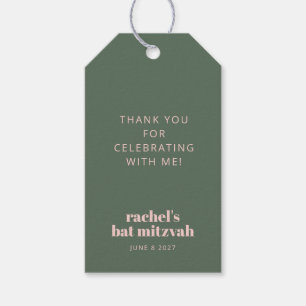Etiqueta Para Presente Sage Verde Rosa Corado Moderno Ousado Bat Mitzvah