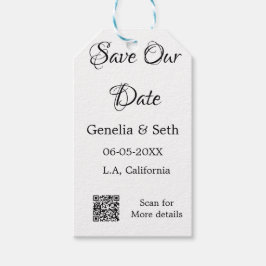 Etiqueta Para Presente Salve a data simples código QR mínimo detalhes de 