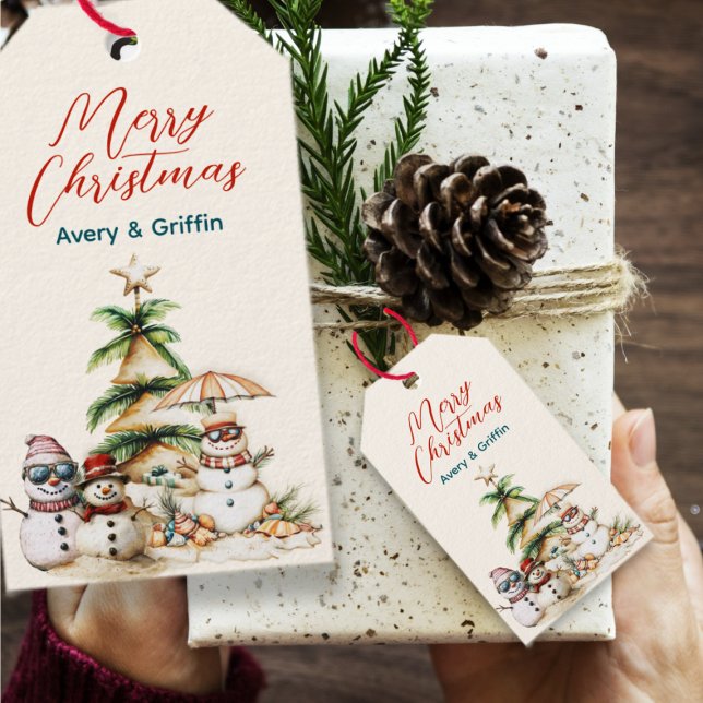 Etiqueta Para Presente Sandy Christmas Tree Snowman Recolha (Criador carregado)