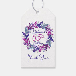 Etiqueta Para Presente Sanita rosa púrpura Elegante 65.o aniversário